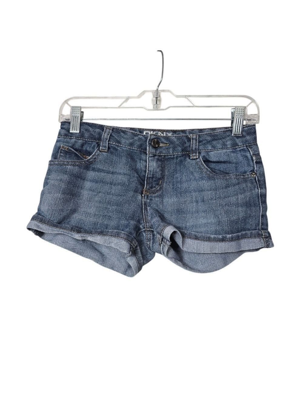 DKNY Hipster Denim Girls Adjustable Waist Blue Shorts 10